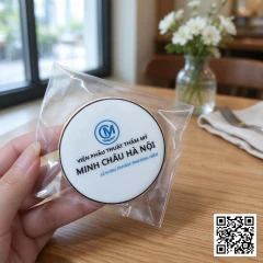 Bánh cookies tròn in logo Viện Phẫu Thuật Thẩm Mỹ Minh Châu Hà Nội kỷ niệm 20 năm, đóng gói riêng