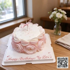 Bánh sinh nhật hoa giấy gạo hồng pastel lãng mạn cho kỷ niệm ngày cưới - ảnh 2