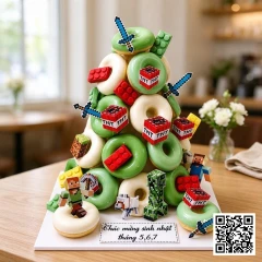 Tháp Bánh Donut Sinh Nhật Thiết Kế Riêng Độc Đáo Cho Bé - ảnh 2