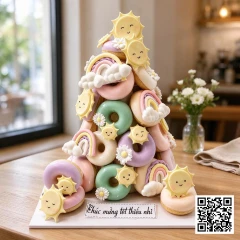 Tháp Bánh Donut Sinh Nhật Thiết Kế Riêng Độc Đáo Cho Bé - ảnh 3