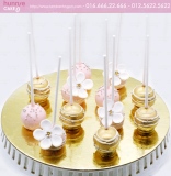 Bánh cakepop sinh nhật màu hồng và vàng đồng độc đáo tại Hunnie cake