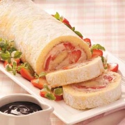 Bánh gato cuộn kem phô mai dâu - Strawberry Cream cheese Roll Cake